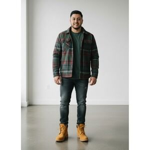 Rainforest ‎ Sherpa Fleece Lined Button Shirt Jacket Mens Medium M NWT